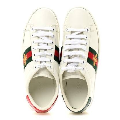 Gucci Calfskin Ayers Bee Embroidered Womens Ace Sneakers 38 White Green 2 of 10