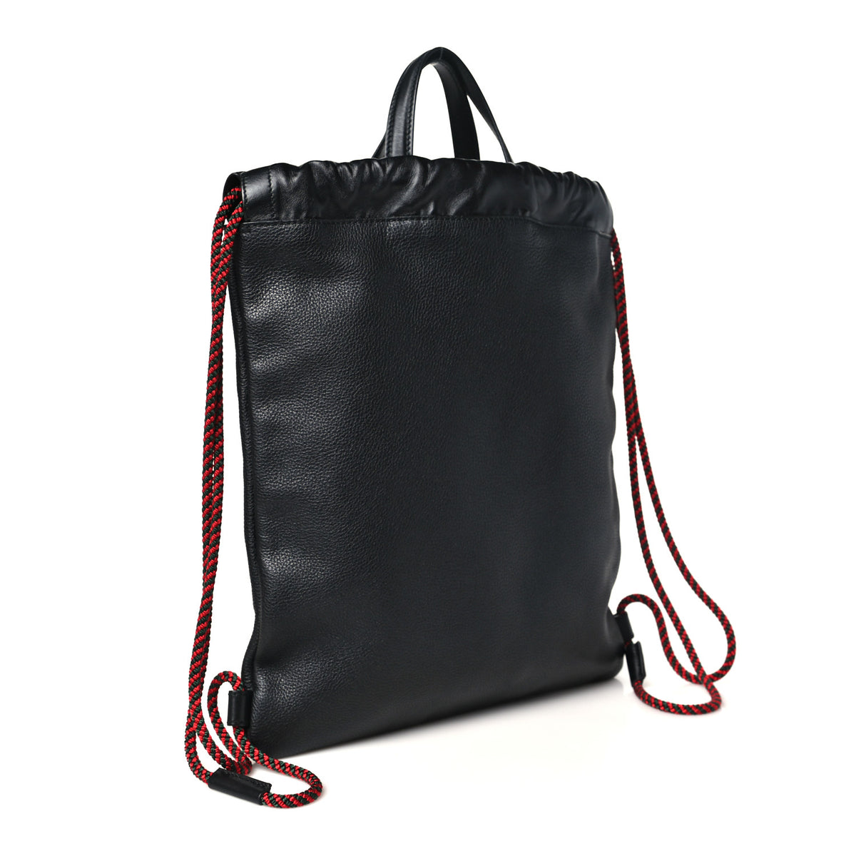 Calfskin Logo Drawstring Backpack Black