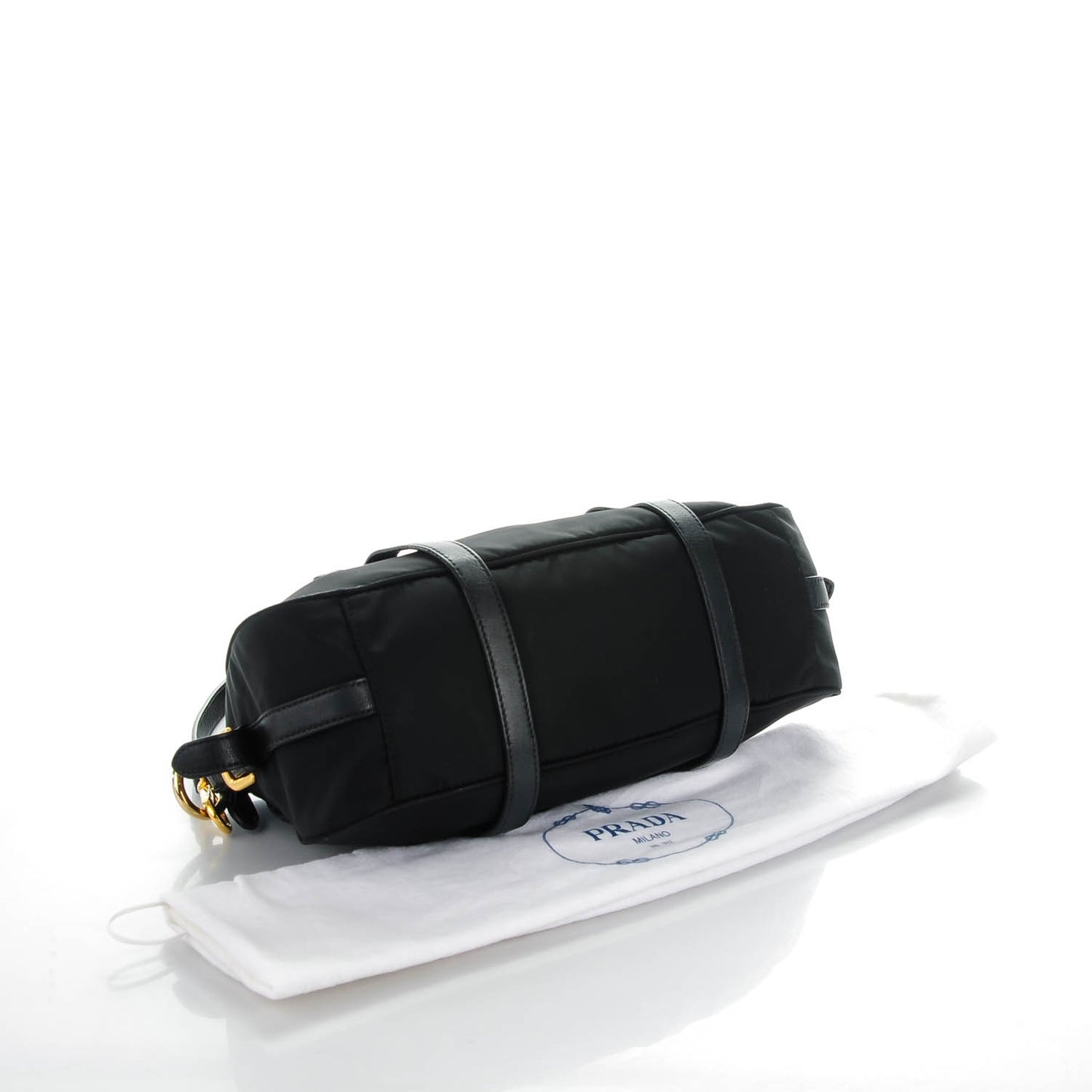 Tessuto Nylon Calfskin Shopping Satchel Black
