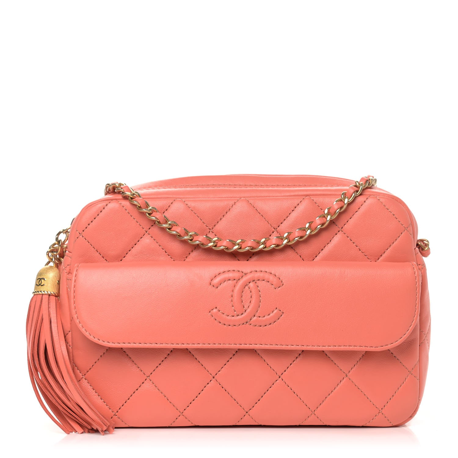 Chanel Lambskin Quilted Chain & Tassel Small Camera Case Pink 1 of 8