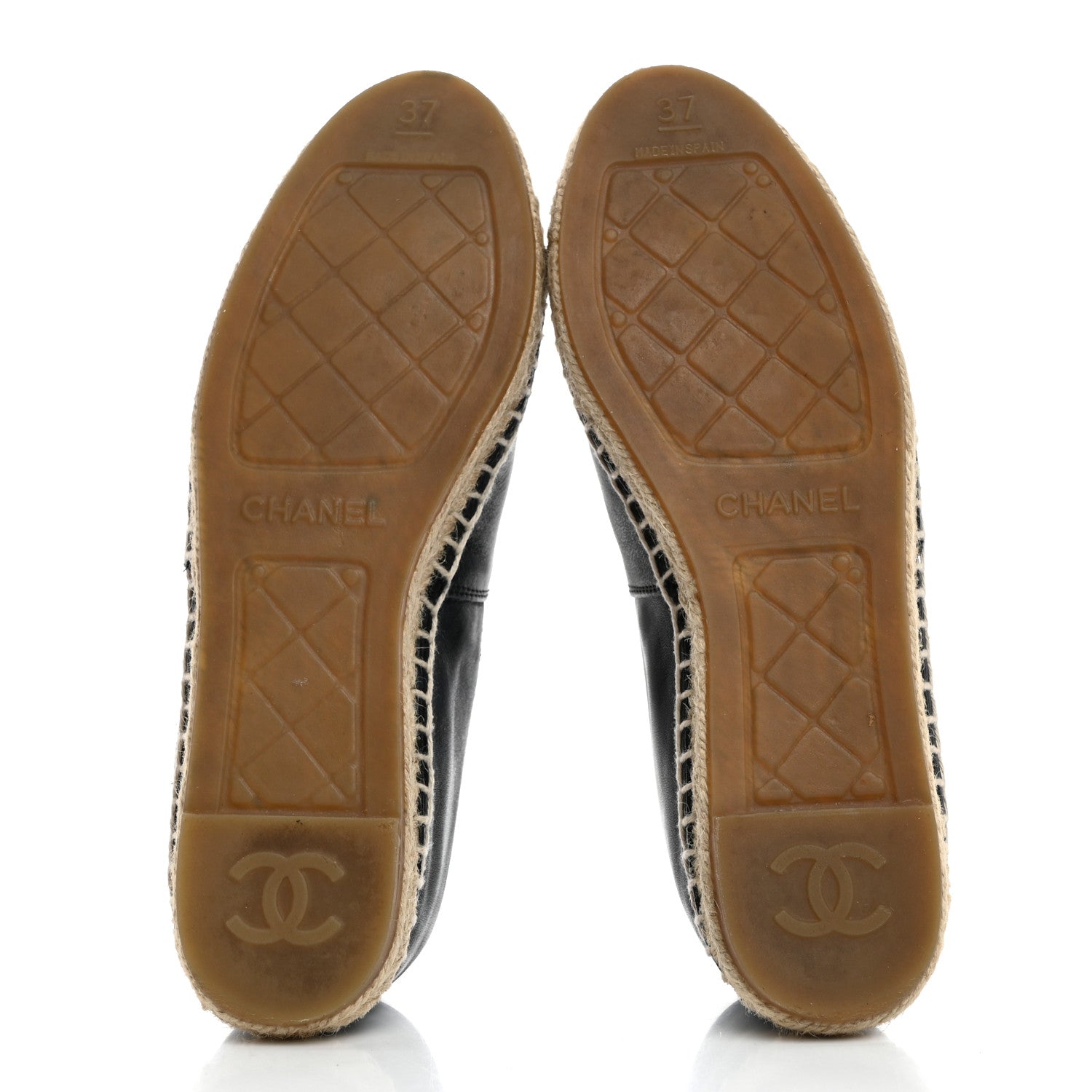 Chanel Calfskin Chain CC Espadrilles 37 Black 5 of 9