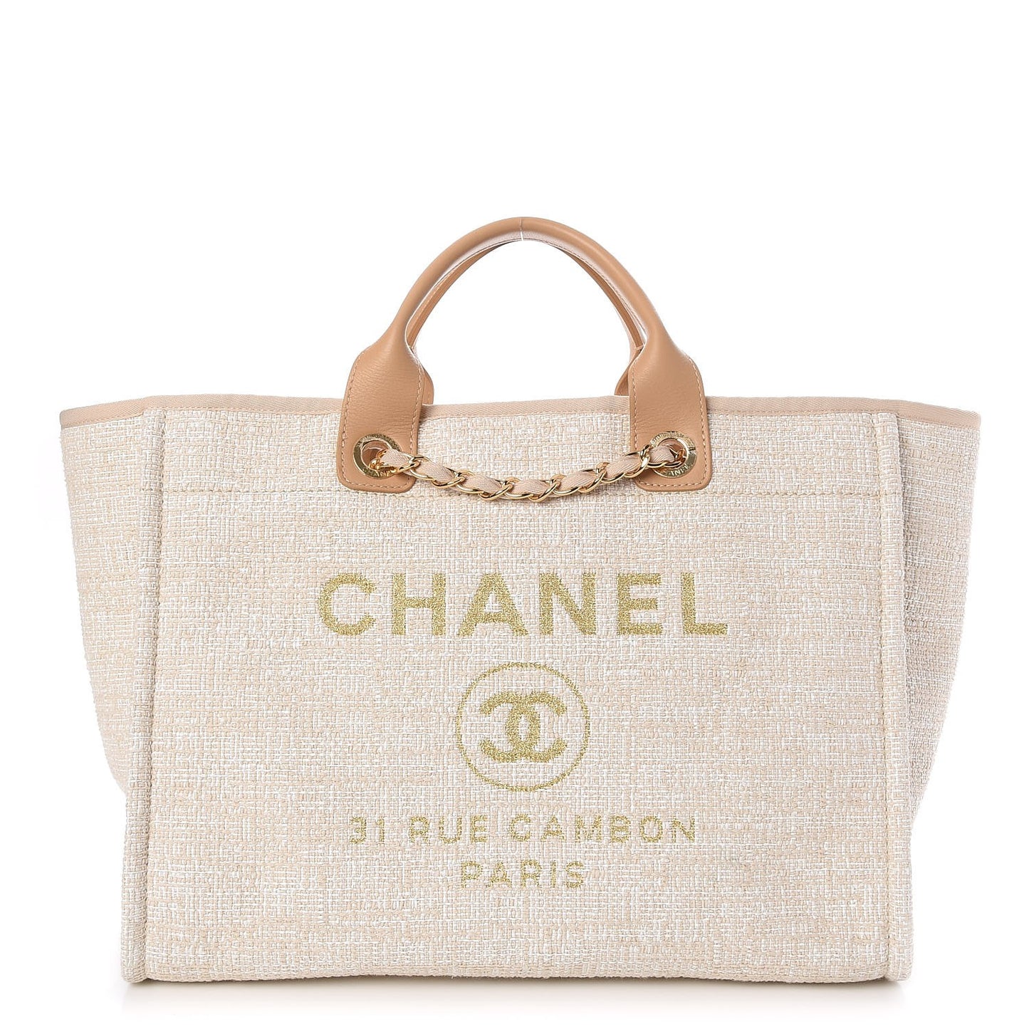 Canvas Large Deauville Tote Light Beige