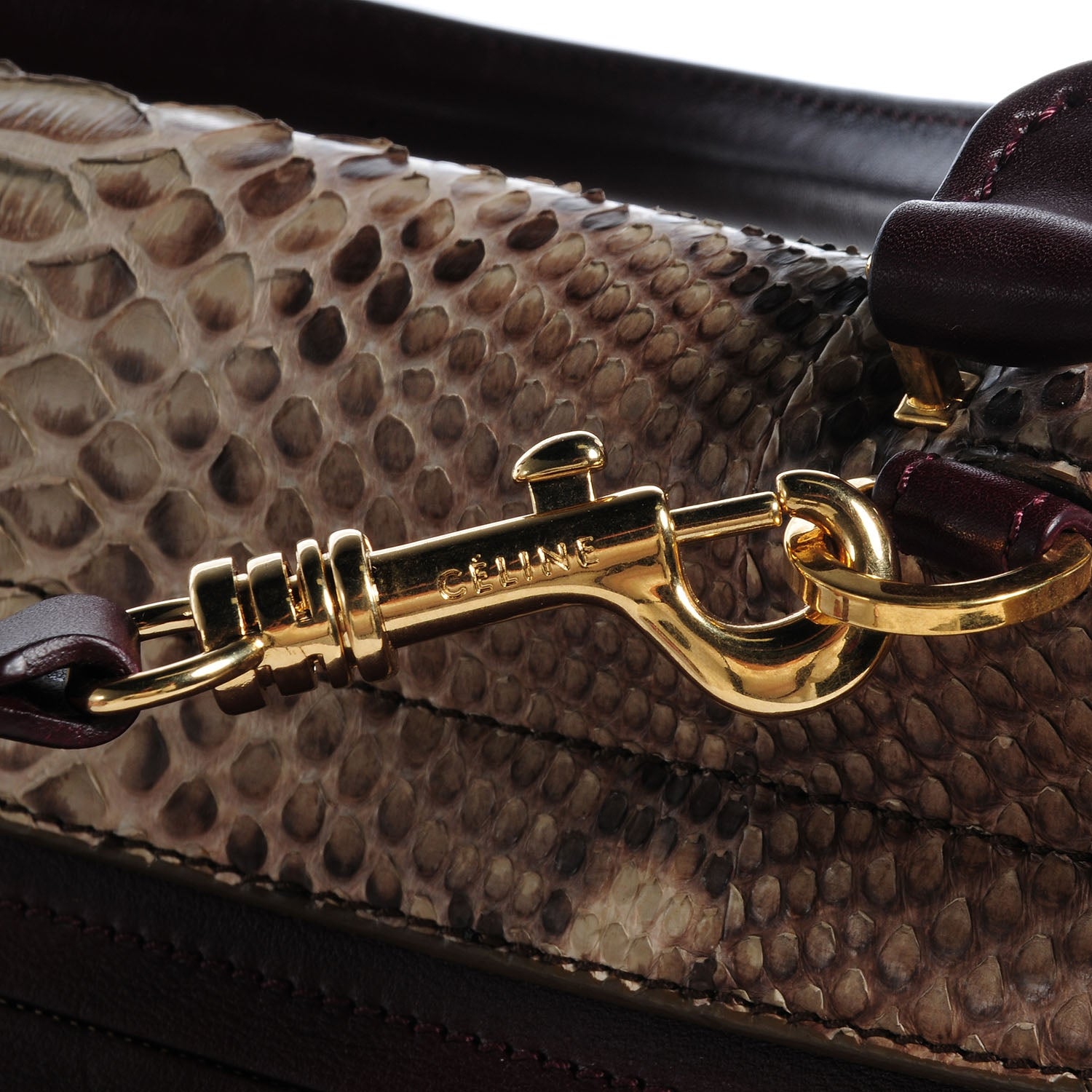 Celine Python and Suede Medium Trapeze Khaki 9 of 11