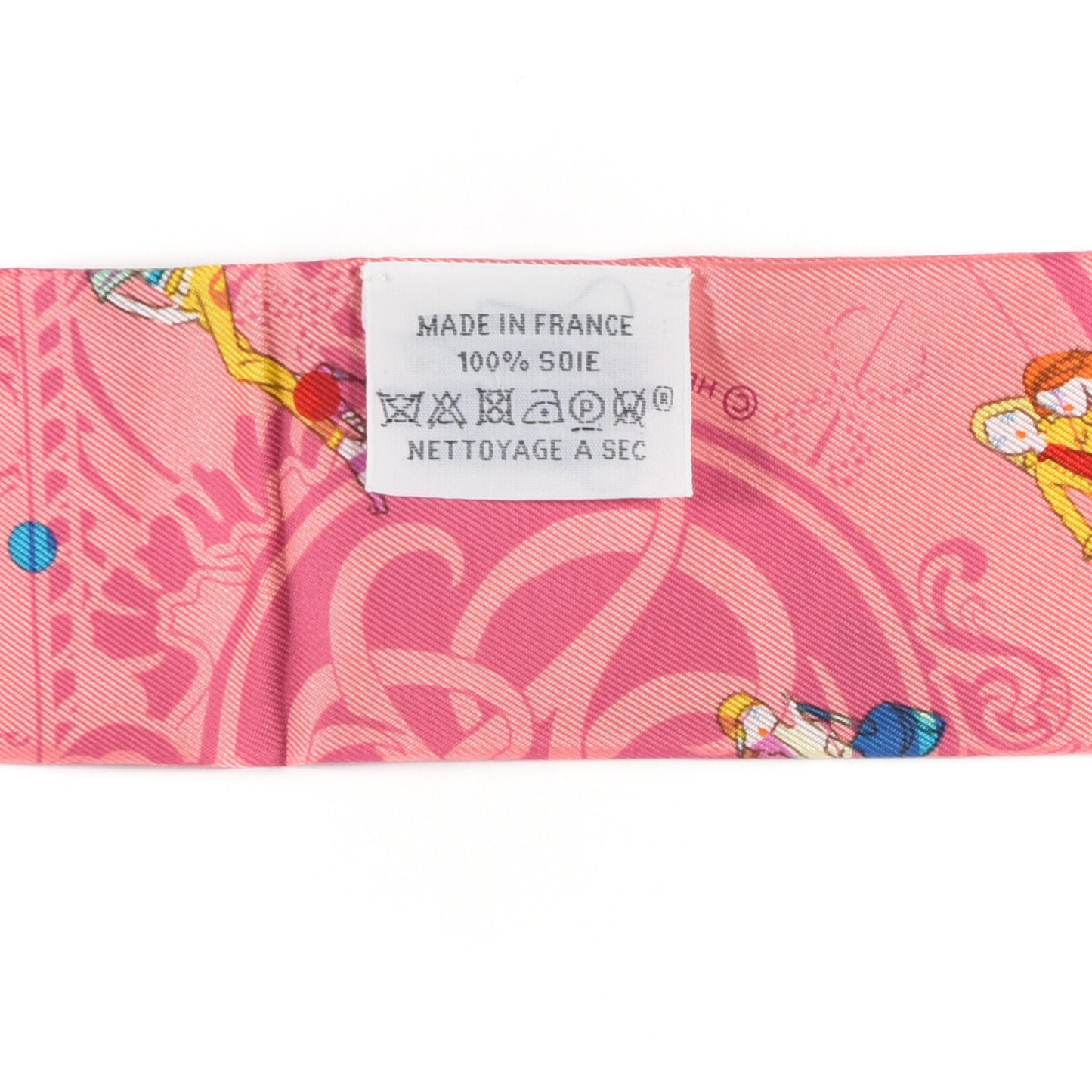 Silk Ex-Libris Les Parisie Fringed Twilly Rose Malabar Jaune