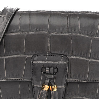 Celine Calfskin Crocodile Embossed Medium Tassel Bag Anthracite 8 of 10