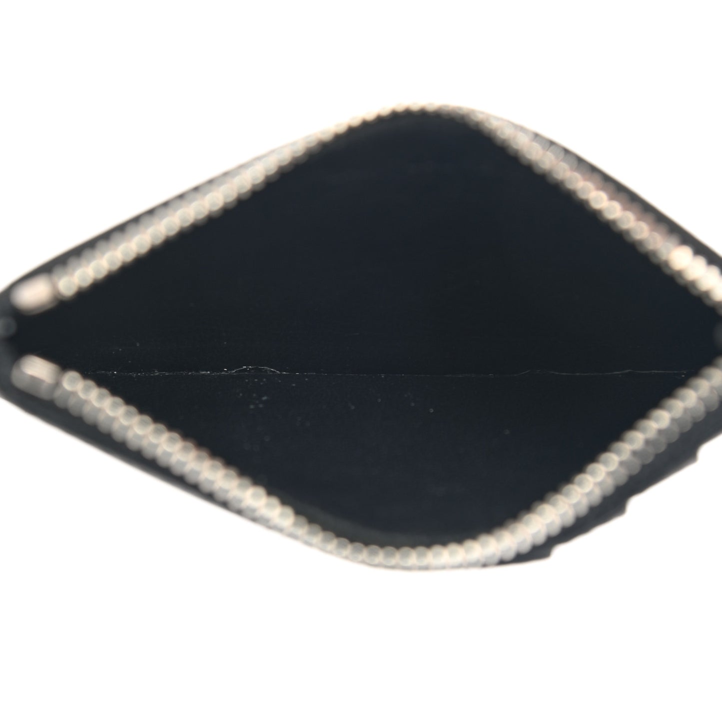 Grained Calfskin 5 Fragments Zip Pouch Card Holder Black