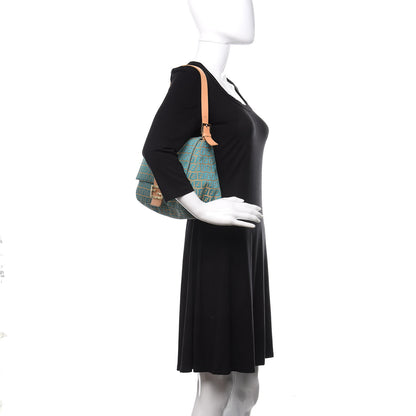 Fendi Zucchino Mama Baguette Turquoise Beige 2 of 18