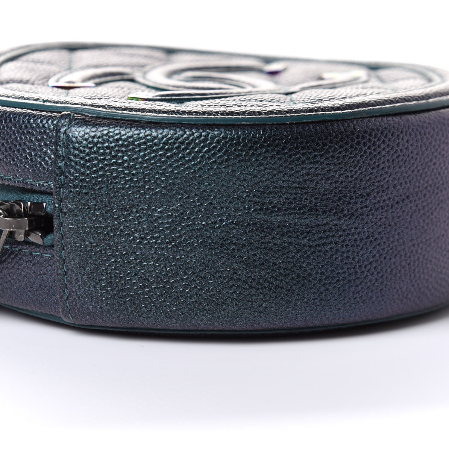 Chanel Iridescent Caviar Quilted Round Filigree Crossbody Dark Turquoise 8 of 9