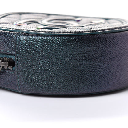 Chanel Iridescent Caviar Quilted Round Filigree Crossbody Dark Turquoise 8 of 9