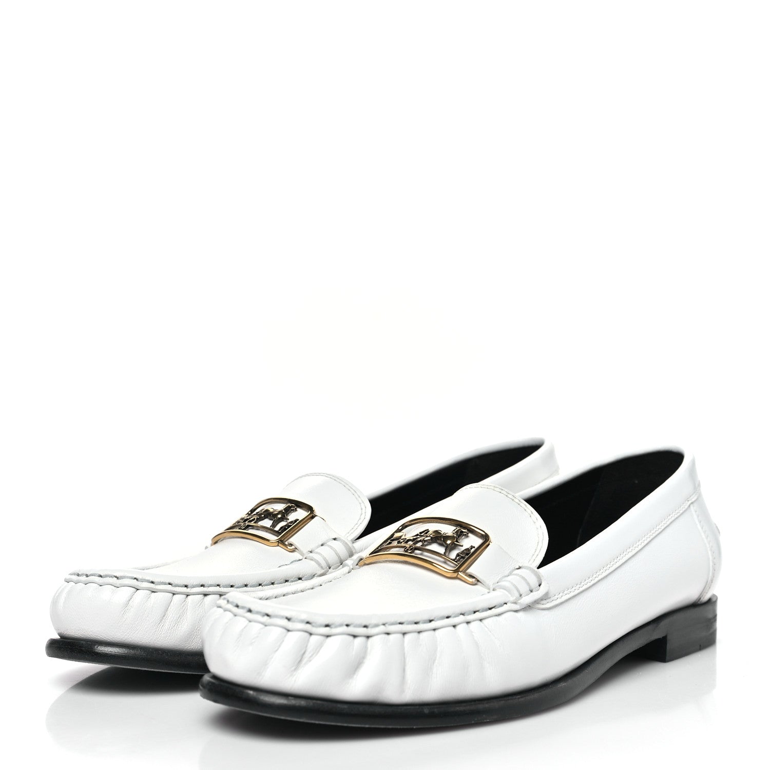 Hermes Glazed Nappa Womens Kessy Loafer 39 White 4 of 8