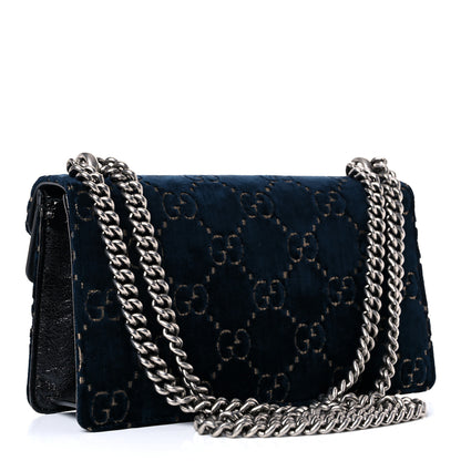 Gucci Velvet Skipper Crystal GG Monogram Small Dionysus Shoulder Bag Blue Beige Black 2 of 13