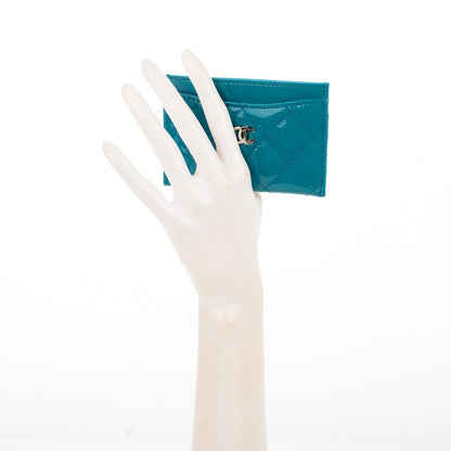Chanel Patent Quilted Card Holder Turquoise 2 of 8