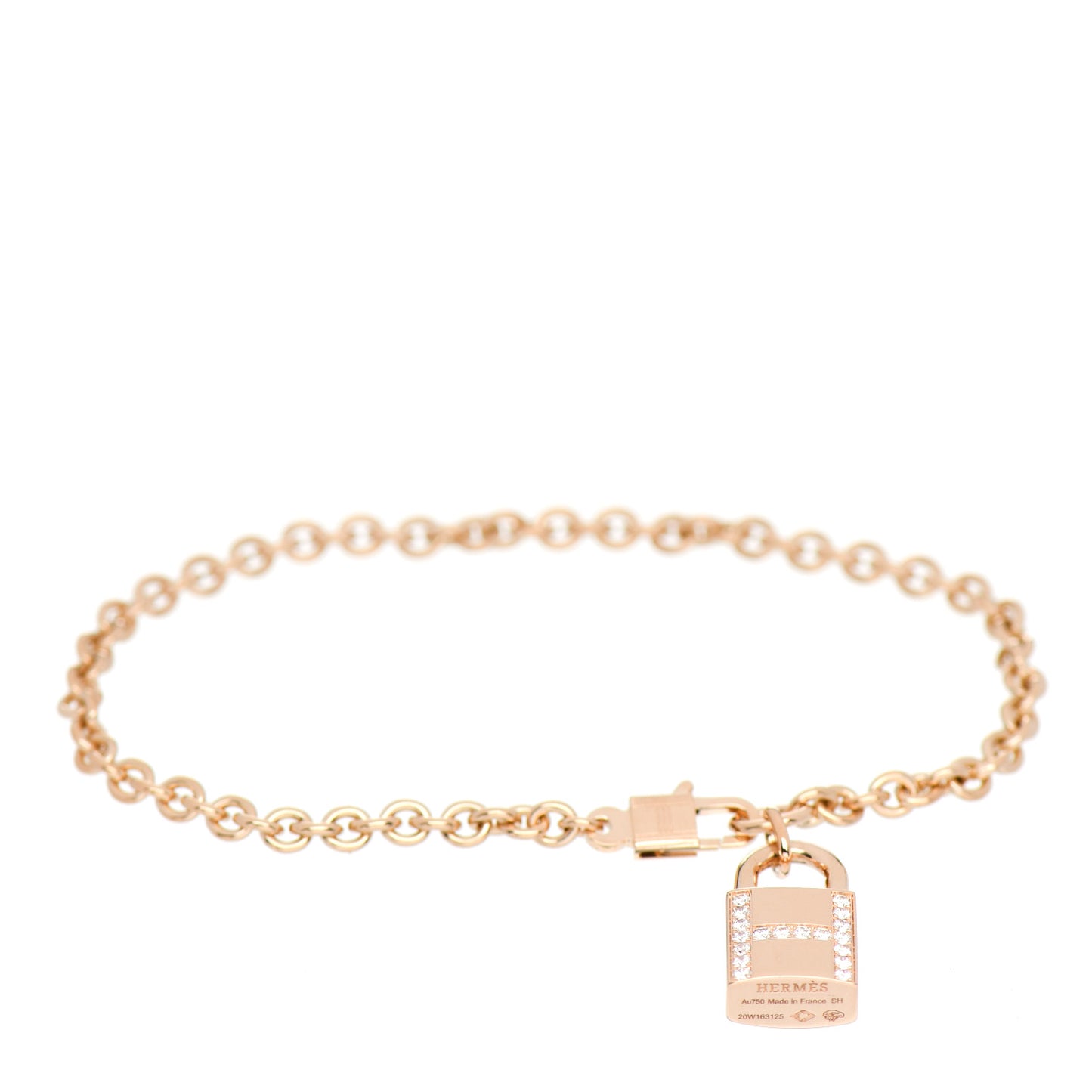 18K Rose Gold Diamond Amulettes Cadenas Bracelet SH