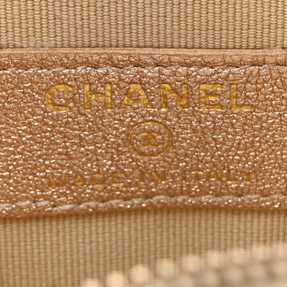 Chanel Metallic Lambskin Quilted Round Clip On Coin Purse Airpods Case Gold 7 of 10