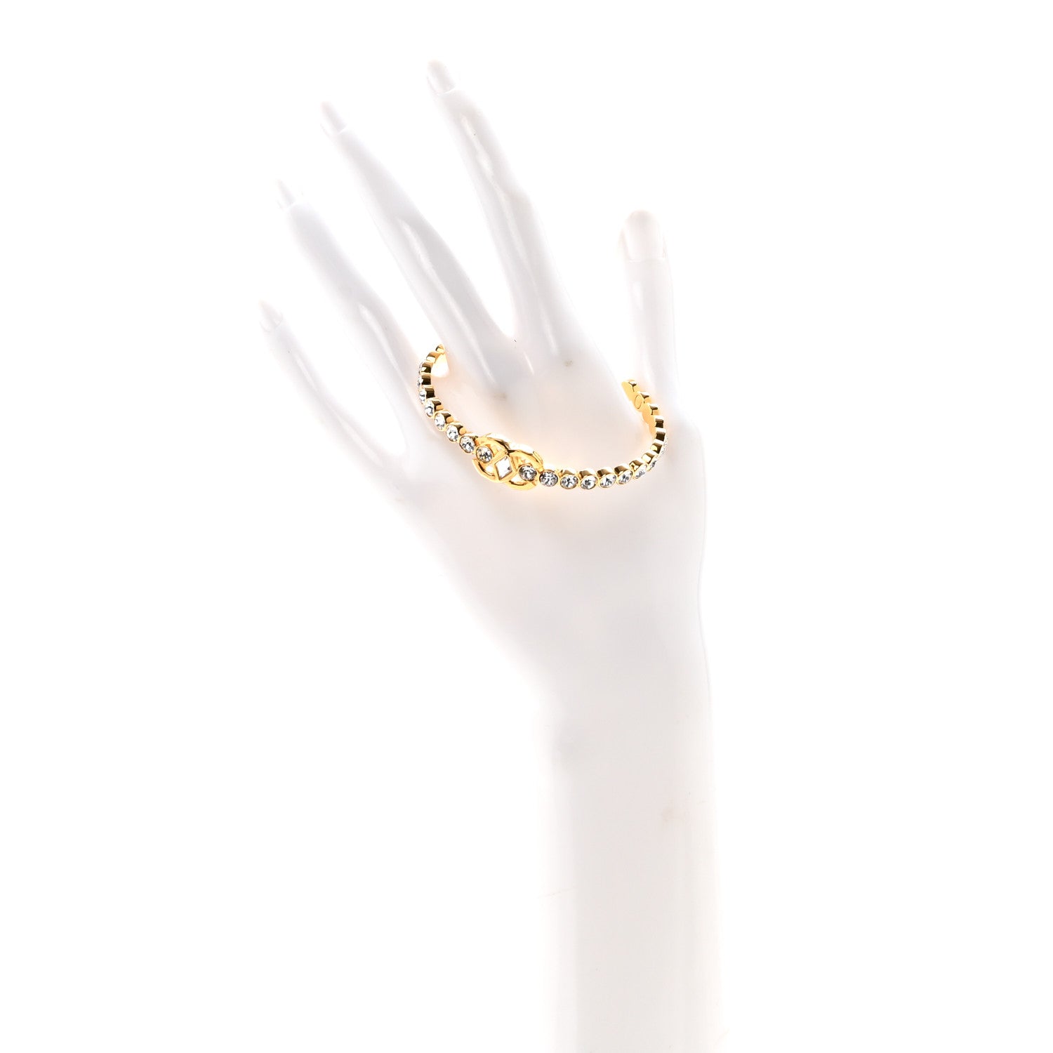 Chanel Crystal CC Cuff Bracelet M Gold 2 of 5