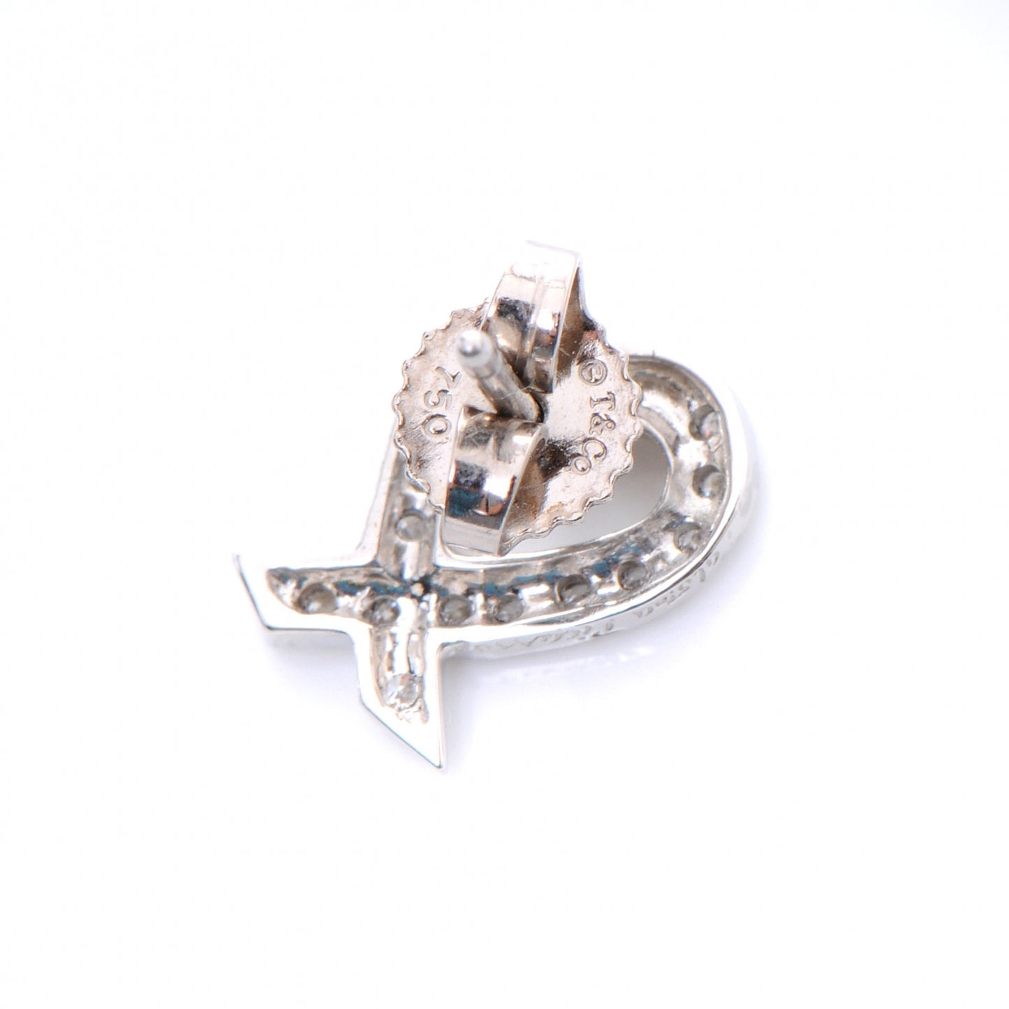 18K White Gold Diamond Loving Heart Earrings