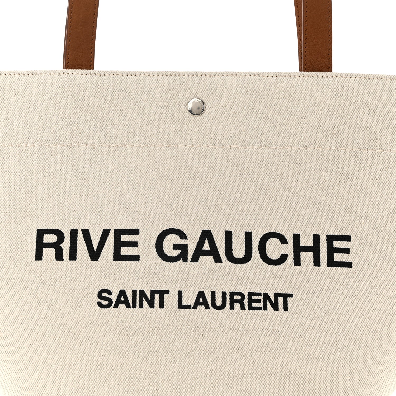 Saint Laurent Linen Calfskin Rive Gauche Tote Greggio Brick 8 of 10