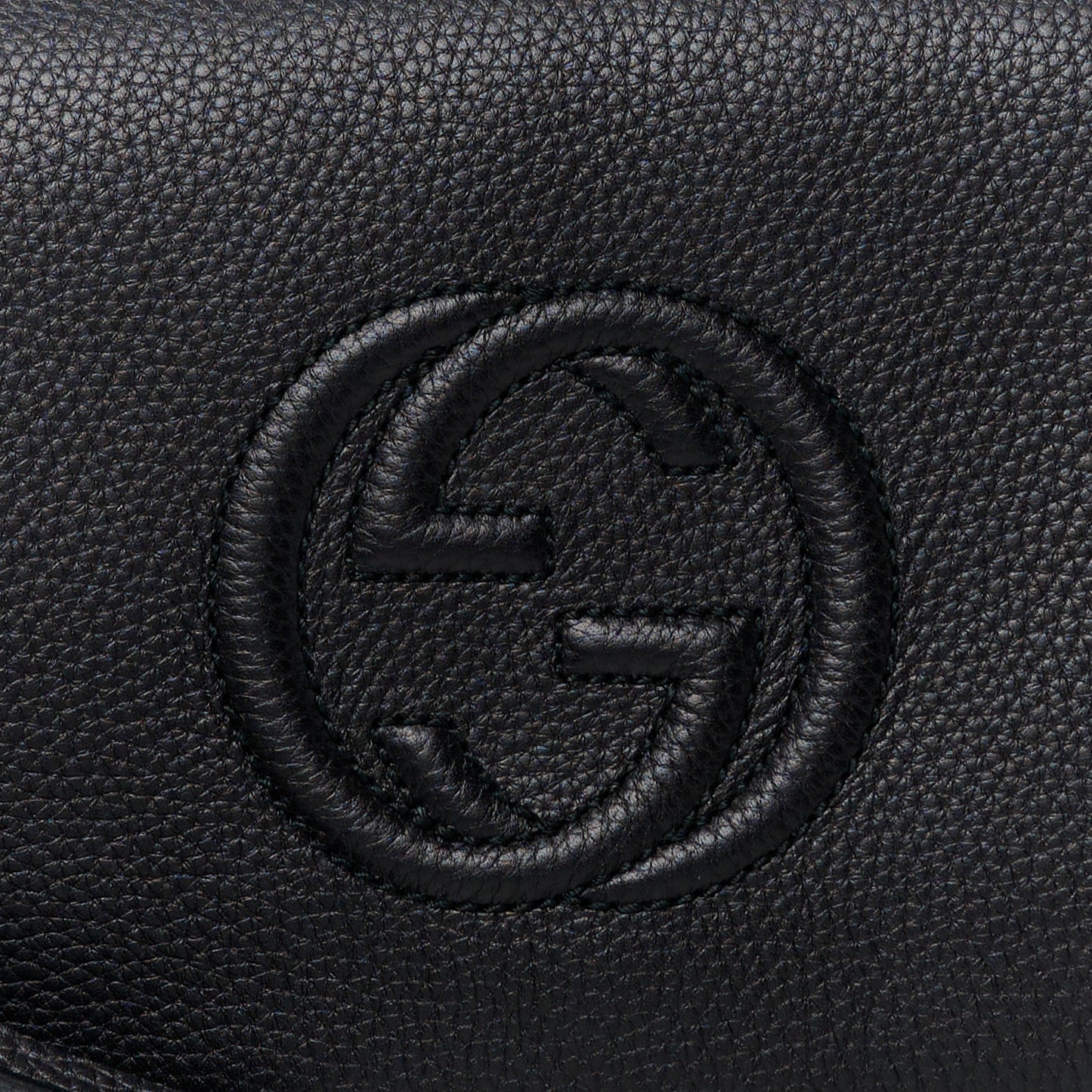Pebbled Calfskin Medium Soho Clutch Black