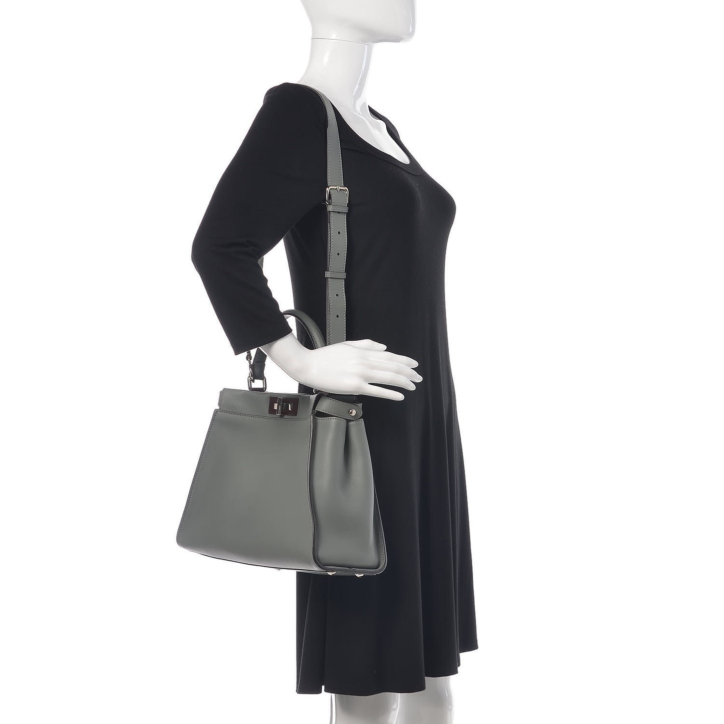 Vitello Seta Shiny Nappa Medium Peekaboo Iconic Satchel Ardesia Amido