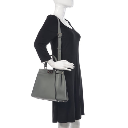Fendi Vitello Seta Shiny Nappa Medium Peekaboo Iconic Satchel Ardesia Amido 2 of 15