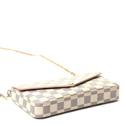 Louis Vuitton Damier Azur Pochette Felicie Chain Wallet Rose Ballerine 4 of 5