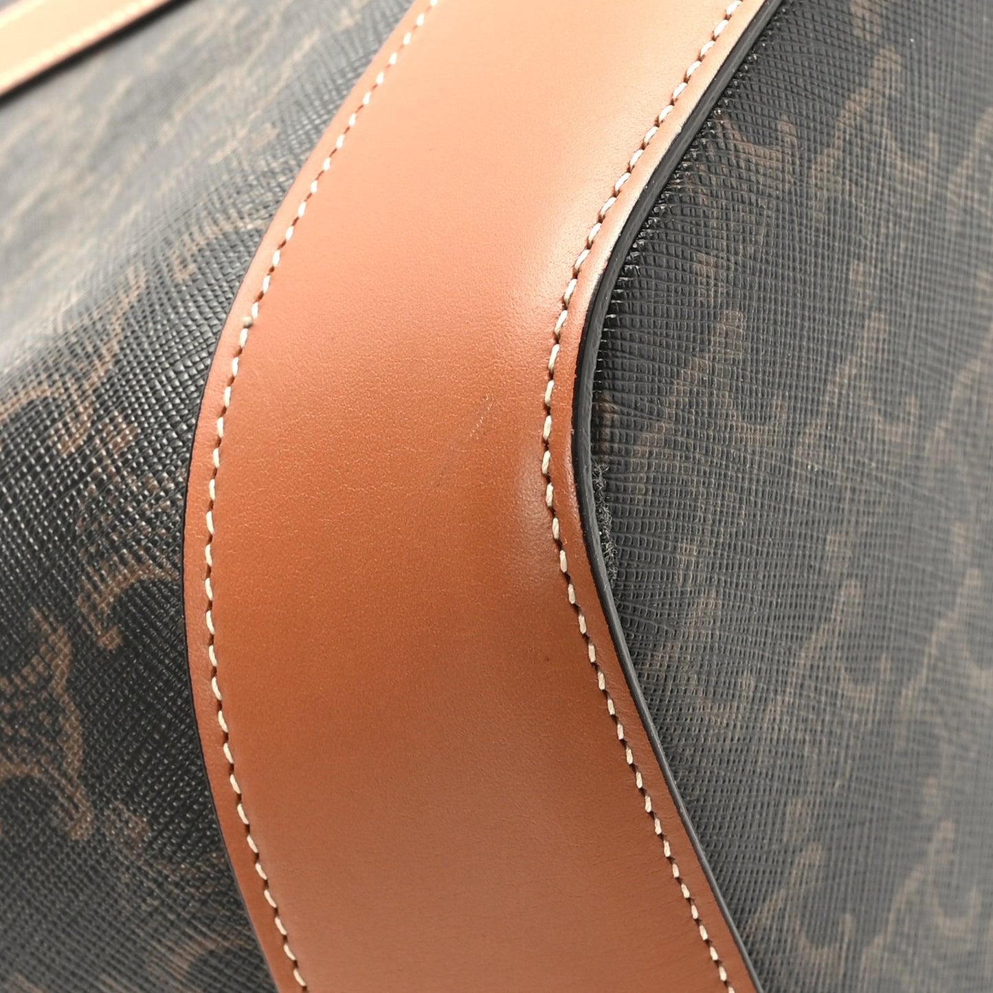 Triomphe Canvas Calfskin Medium Bucket Bag Tan
