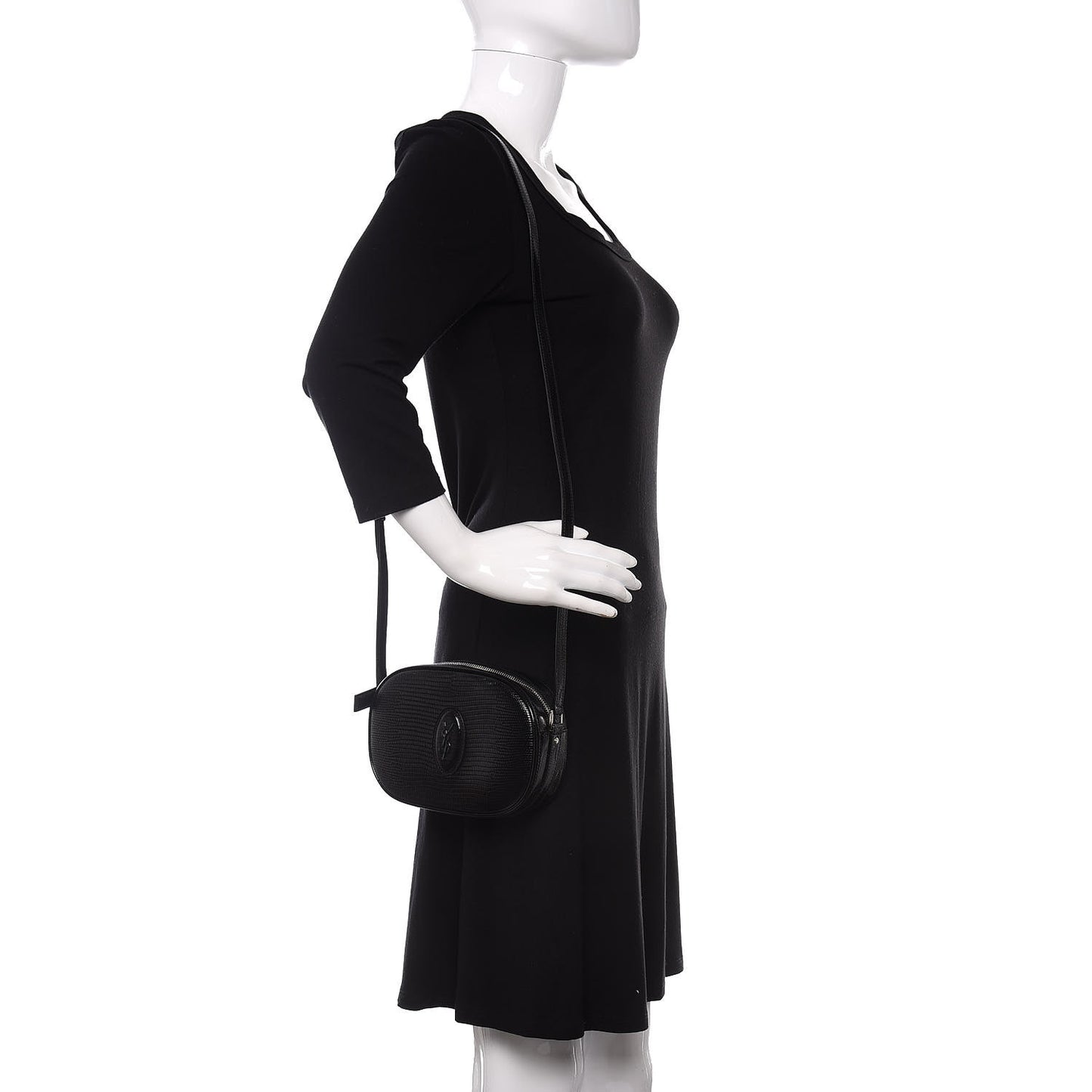 Calfskin Lizard Embossed Le 61 Camera Bag Black