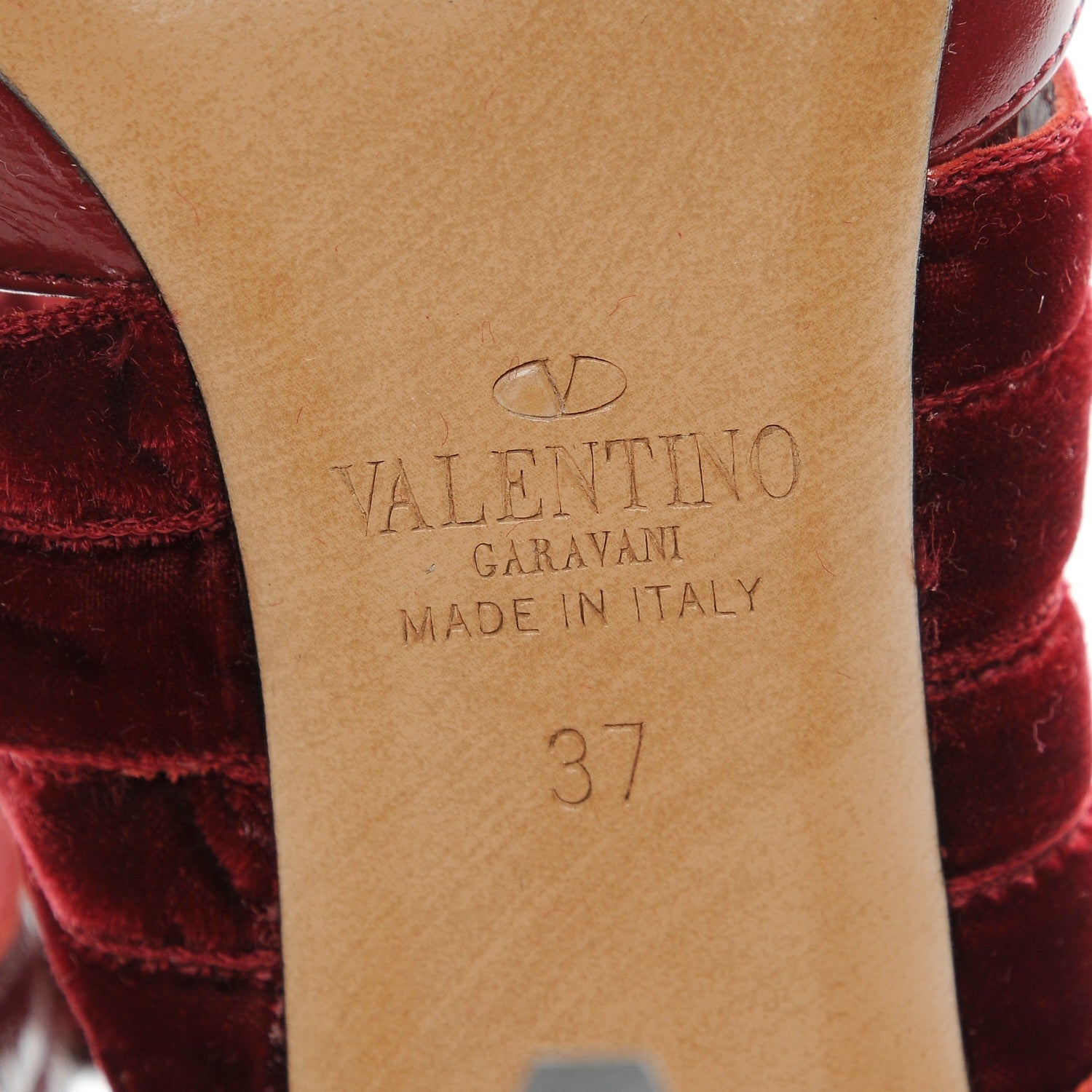 Valentino Garavani Calfskin Velvet Lace Up Pumps 37 Rubino 6 of 8