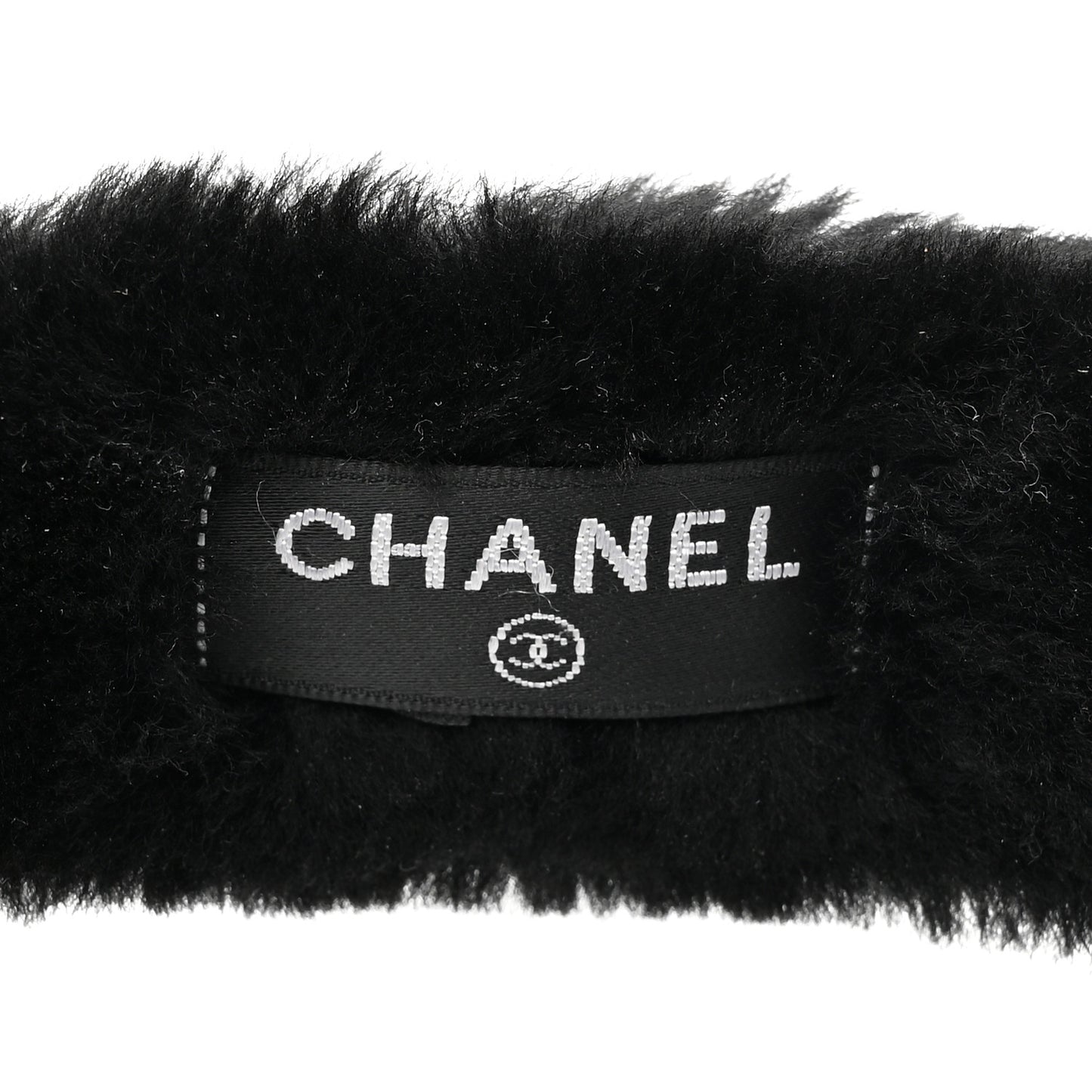 Shearling CC Ear Muffs Black White