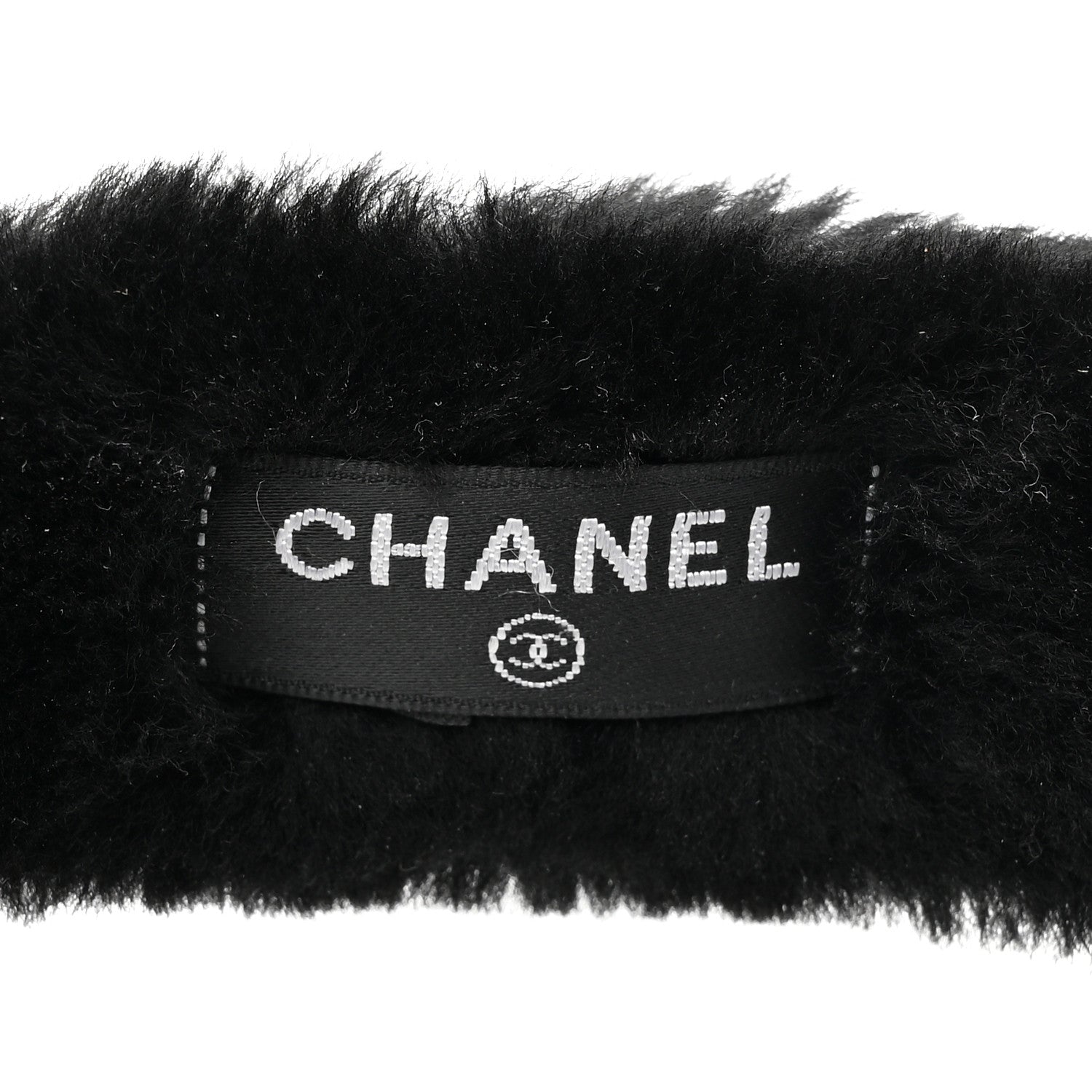 Chanel Shearling CC Ear Muffs Black White 6 of 7