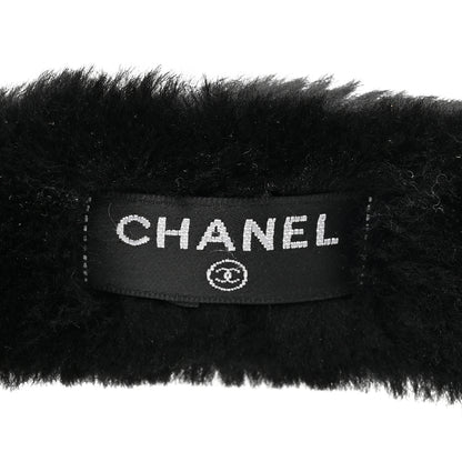 Chanel Shearling CC Ear Muffs Black White 6 of 7