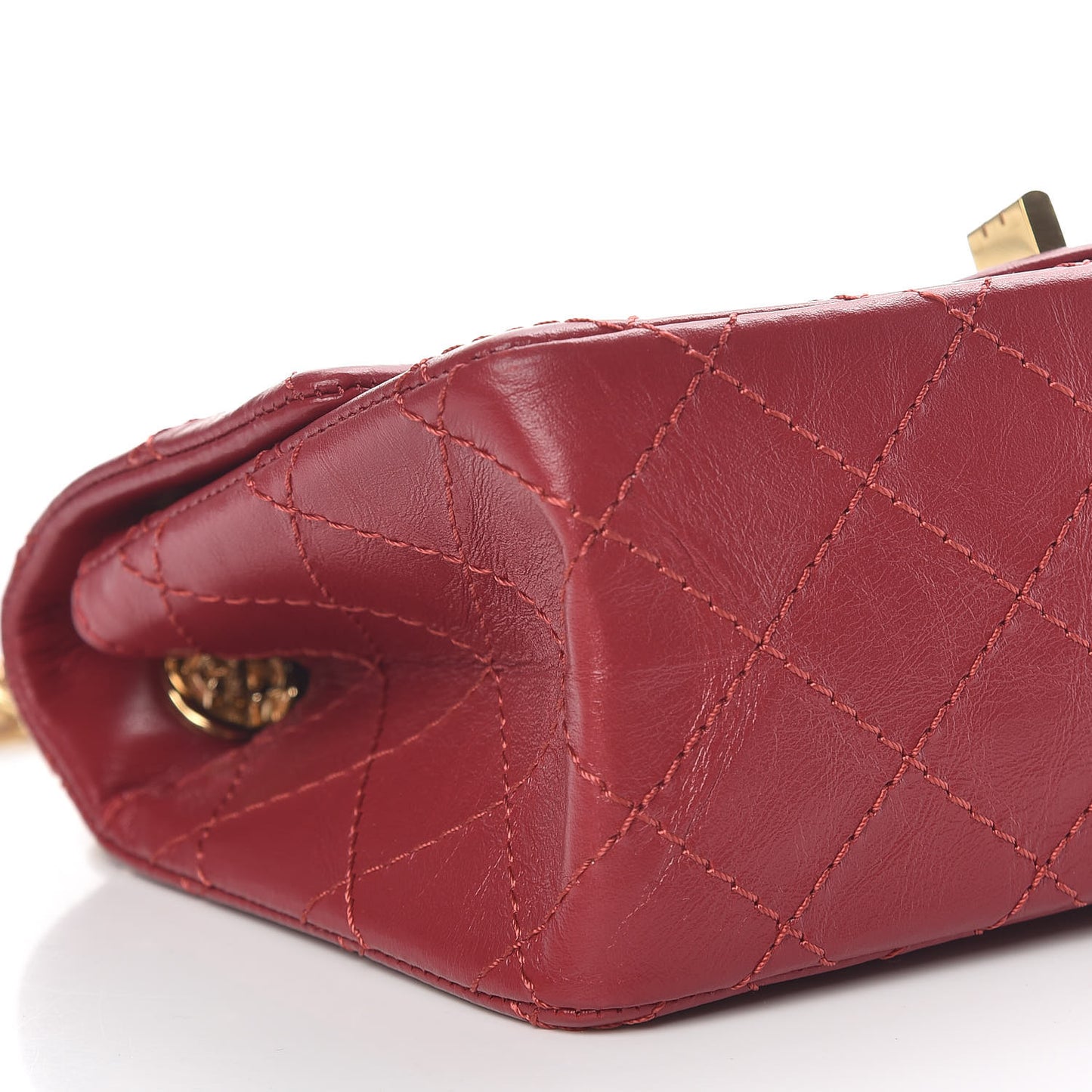 Aged Calfskin Quilted 2.55 Reissue Mini Flap Red