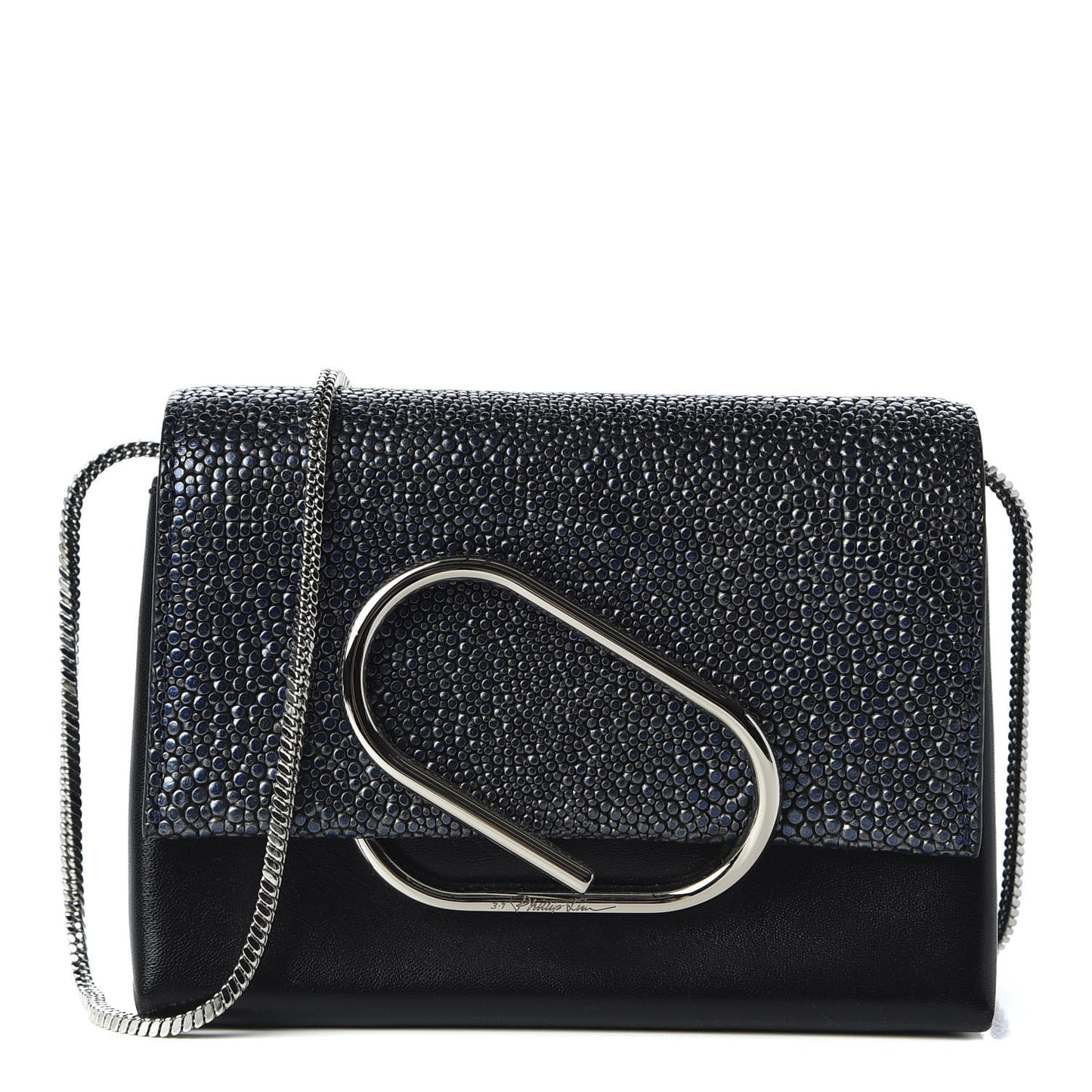 3.1 Calfskin Stingray Embossed Micro Alix Crossbody Bag Black