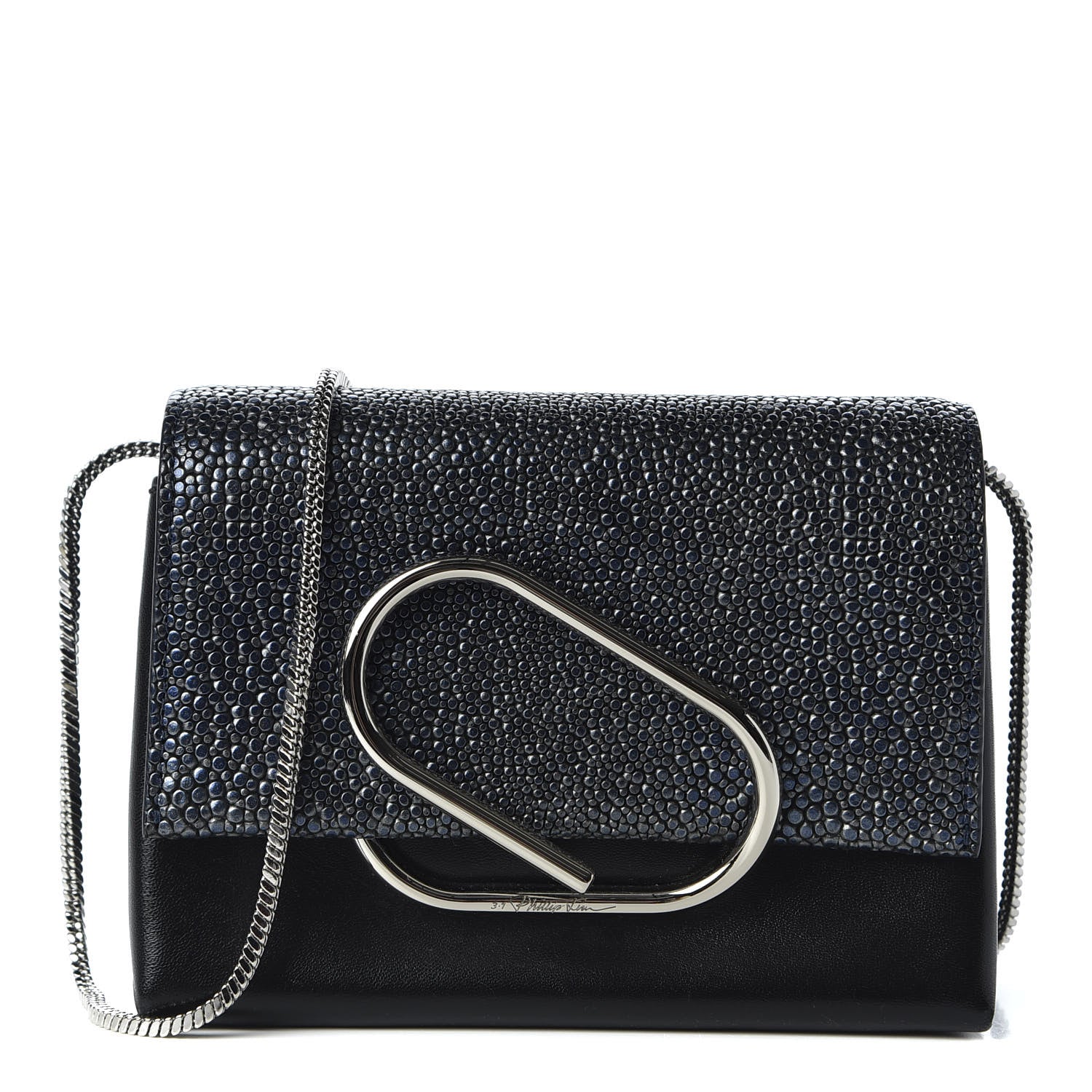 3.1 Phillip Lim 3.1 Calfskin Stingray Embossed Micro Alix Crossbody Bag Black 1 of 8