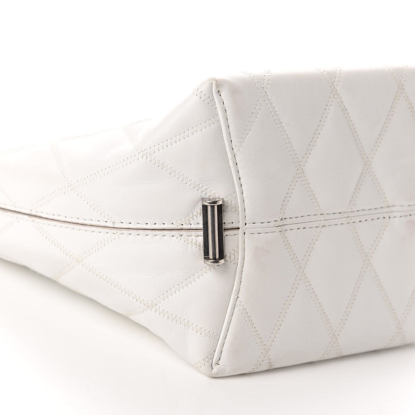 Lambskin Quilted Mini GV Bucket Bag White
