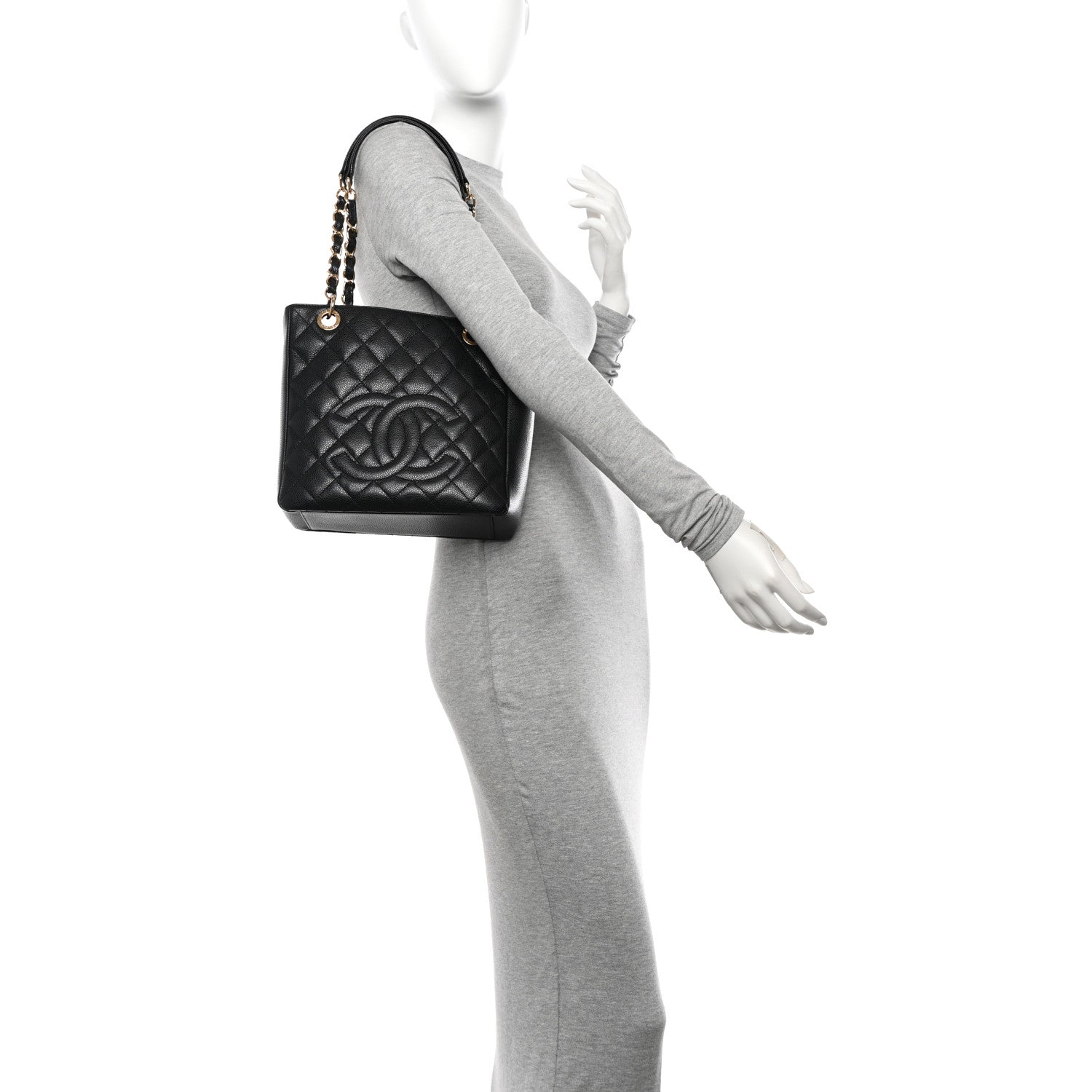 Chanel Caviar Quilted Petit Shopping Tote PST Black 2 of 10