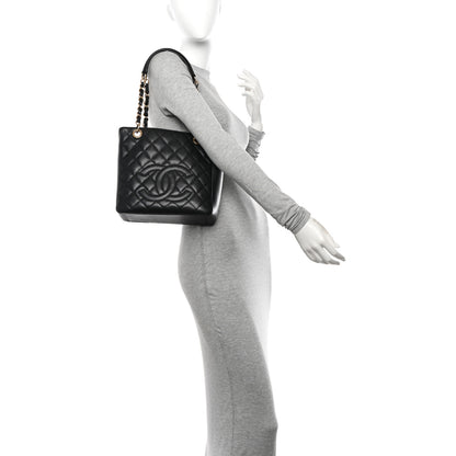 Chanel Caviar Quilted Petit Shopping Tote PST Black 2 of 10