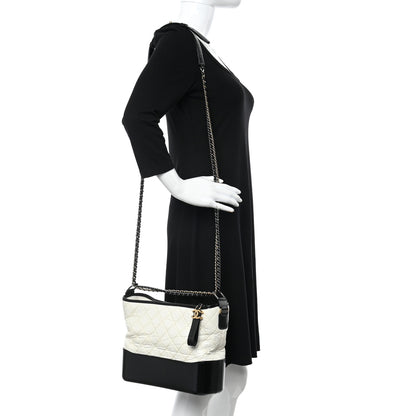 Chanel Aged Calfskin Quilted Medium Gabrielle Hobo Black White 2 of 10