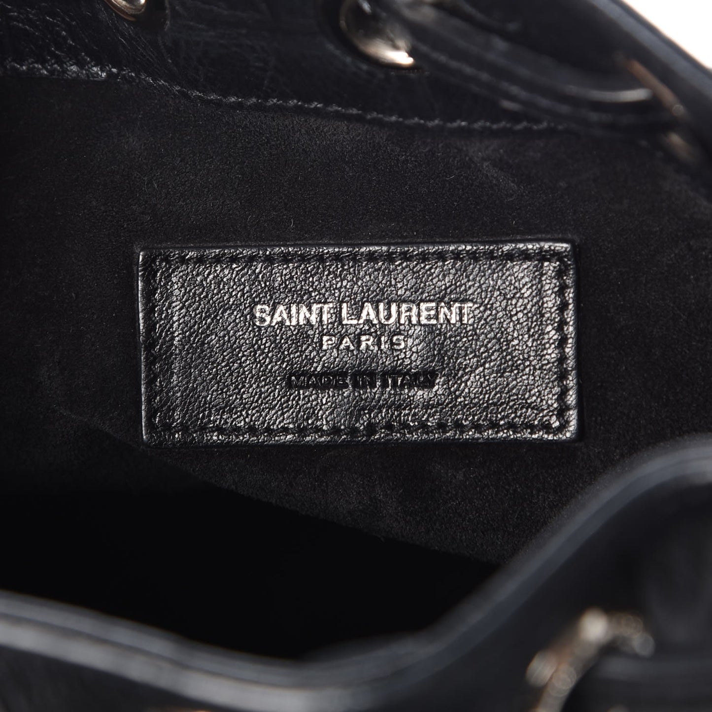 Croc Calfskin Embossed Small Emmanuelle Bucket Bag Black