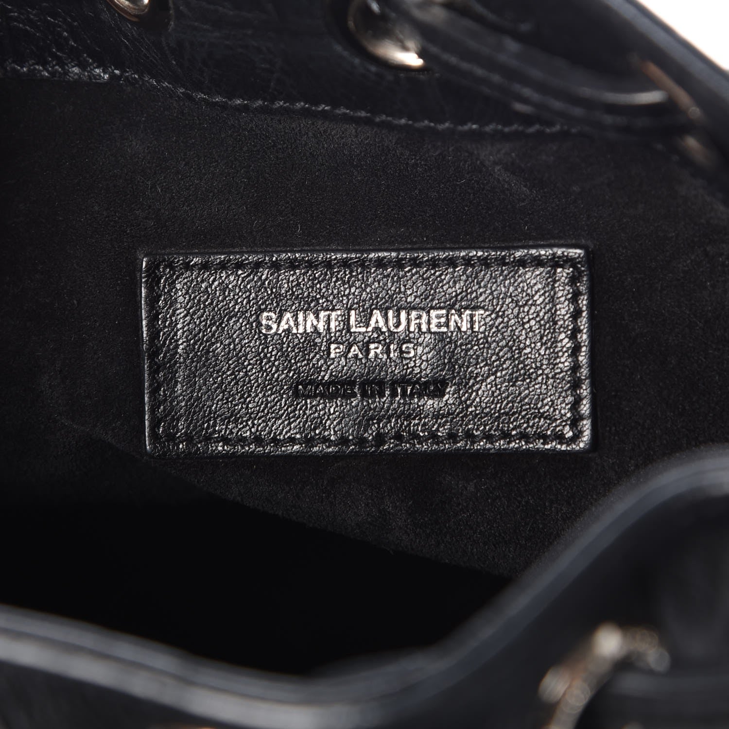 Saint Laurent Croc Calfskin Embossed Small Emmanuelle Bucket Bag Black 7 of 7