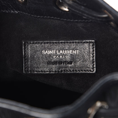 Saint Laurent Croc Calfskin Embossed Small Emmanuelle Bucket Bag Black 7 of 7
