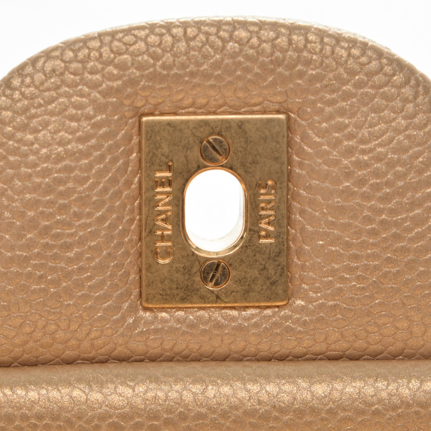 Pearly Caviar Quilted Jumbo Double Flap Gold
