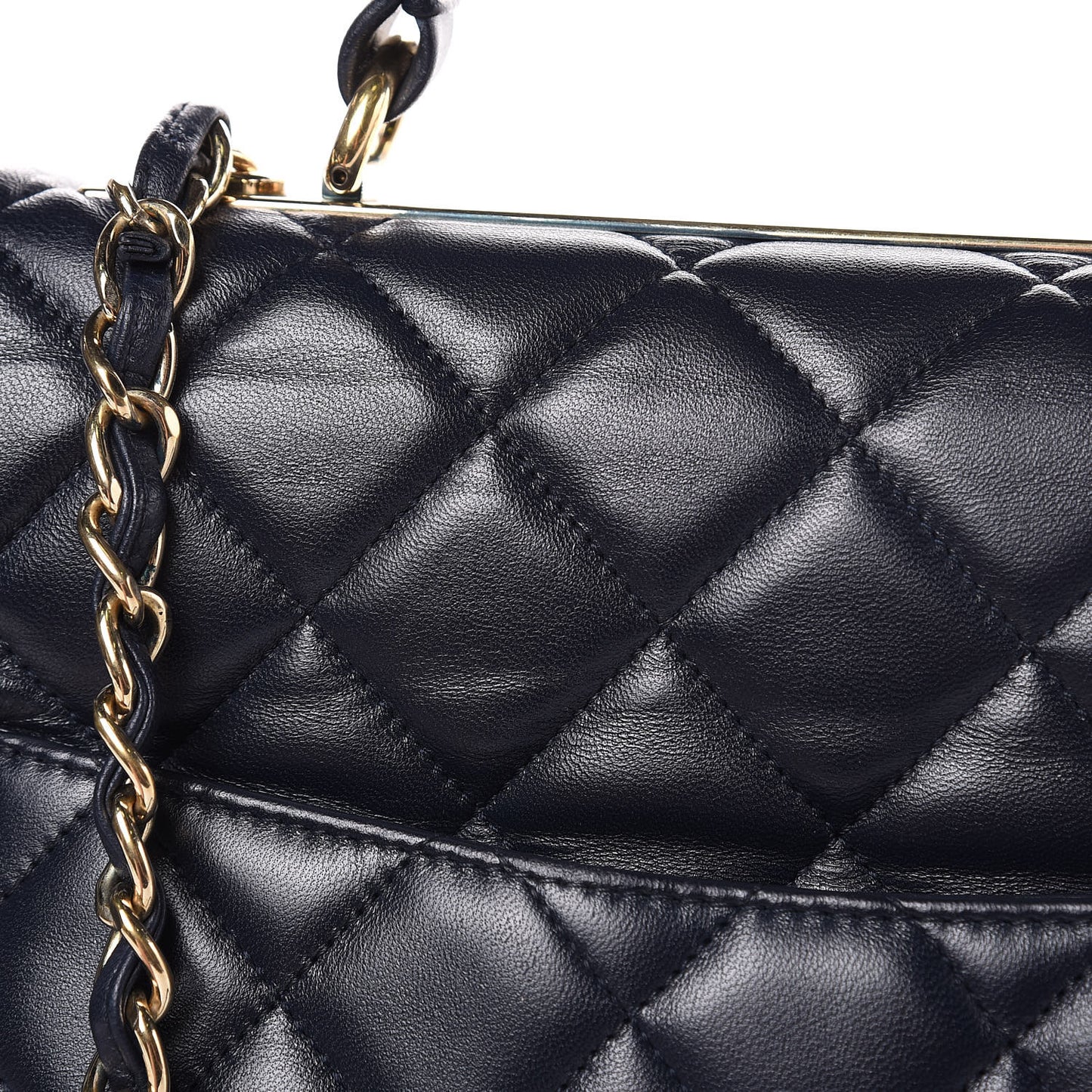 Lambskin Quilted Large Trendy CC Dual Handle Flap Bag Navy
