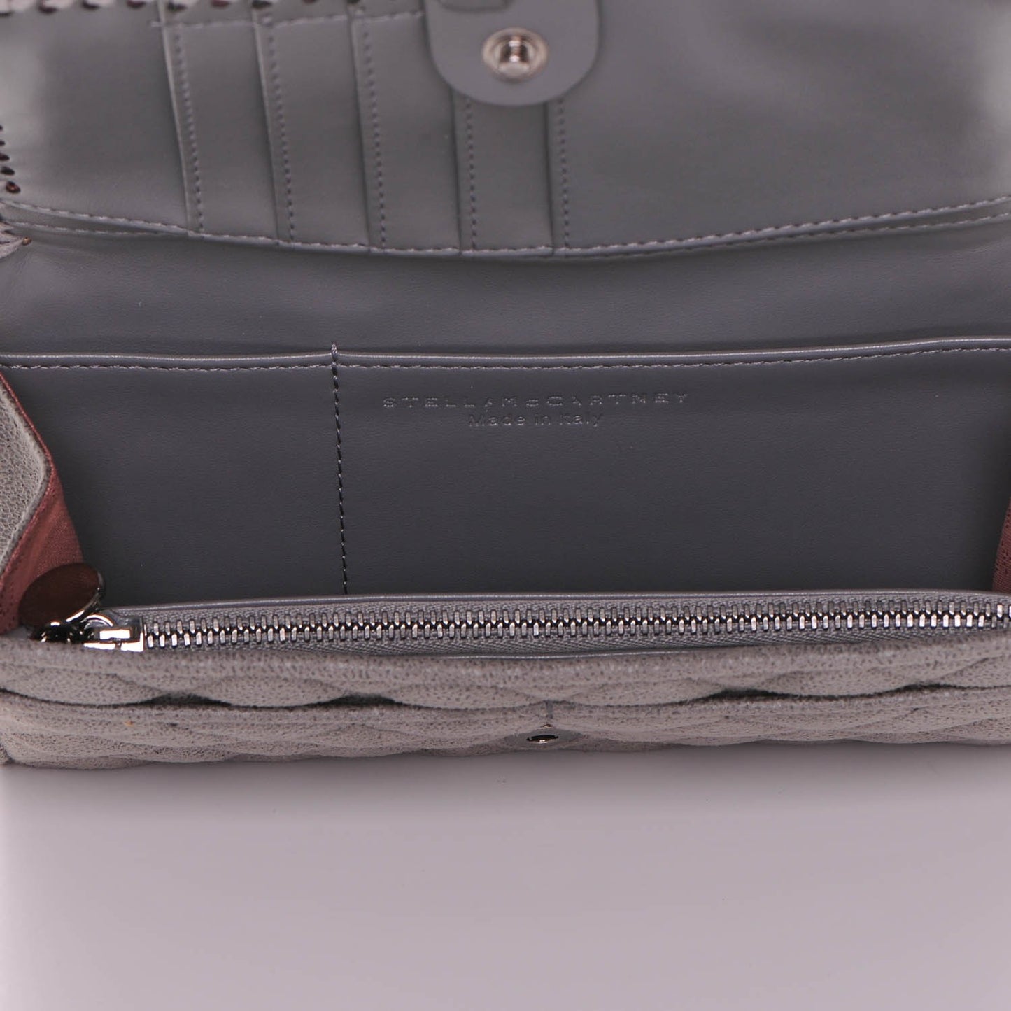 Shaggy Deer Quilted Falabella Flap Wallet Grey