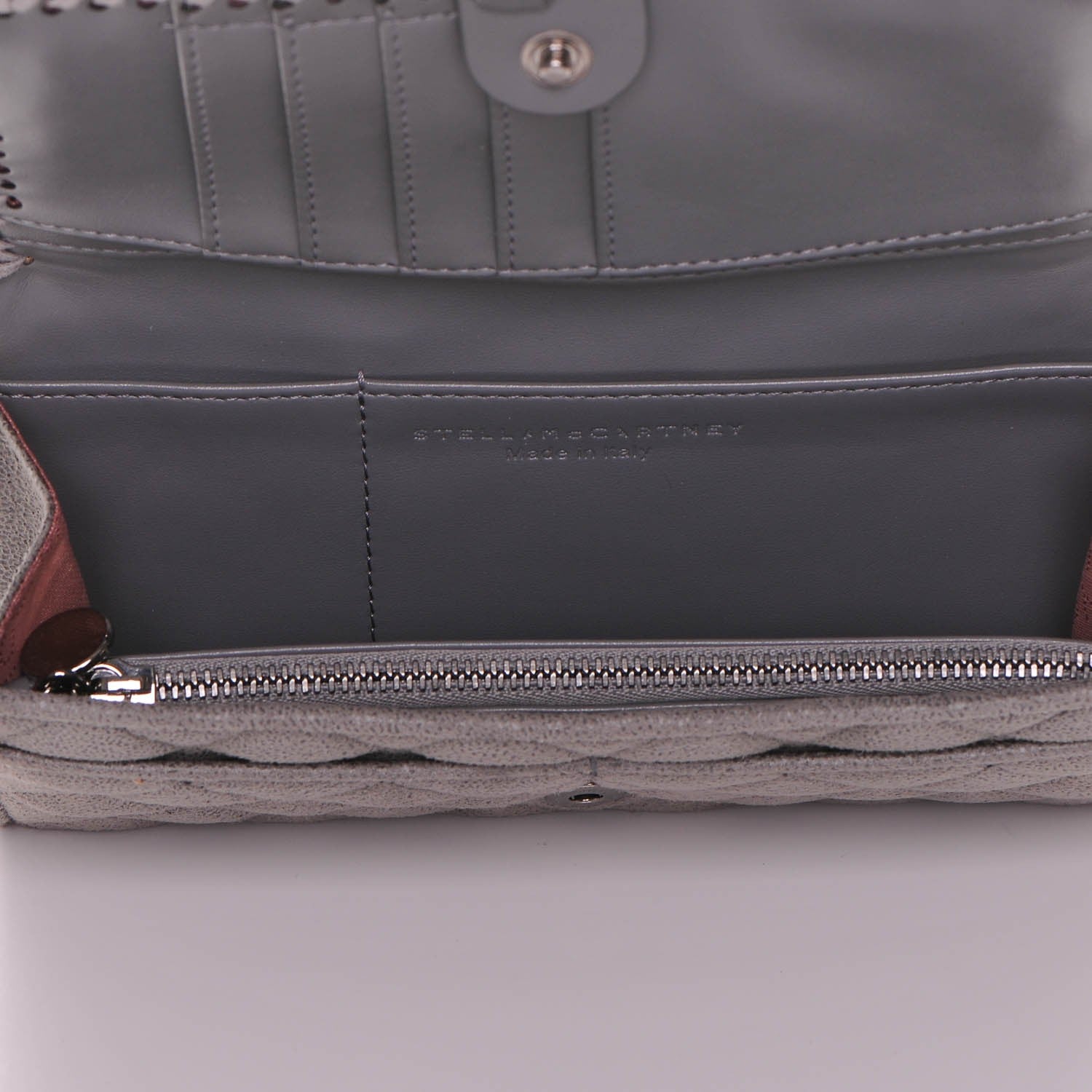 Stella McCartney Shaggy Deer Quilted Falabella Flap Wallet Grey 5 of 7