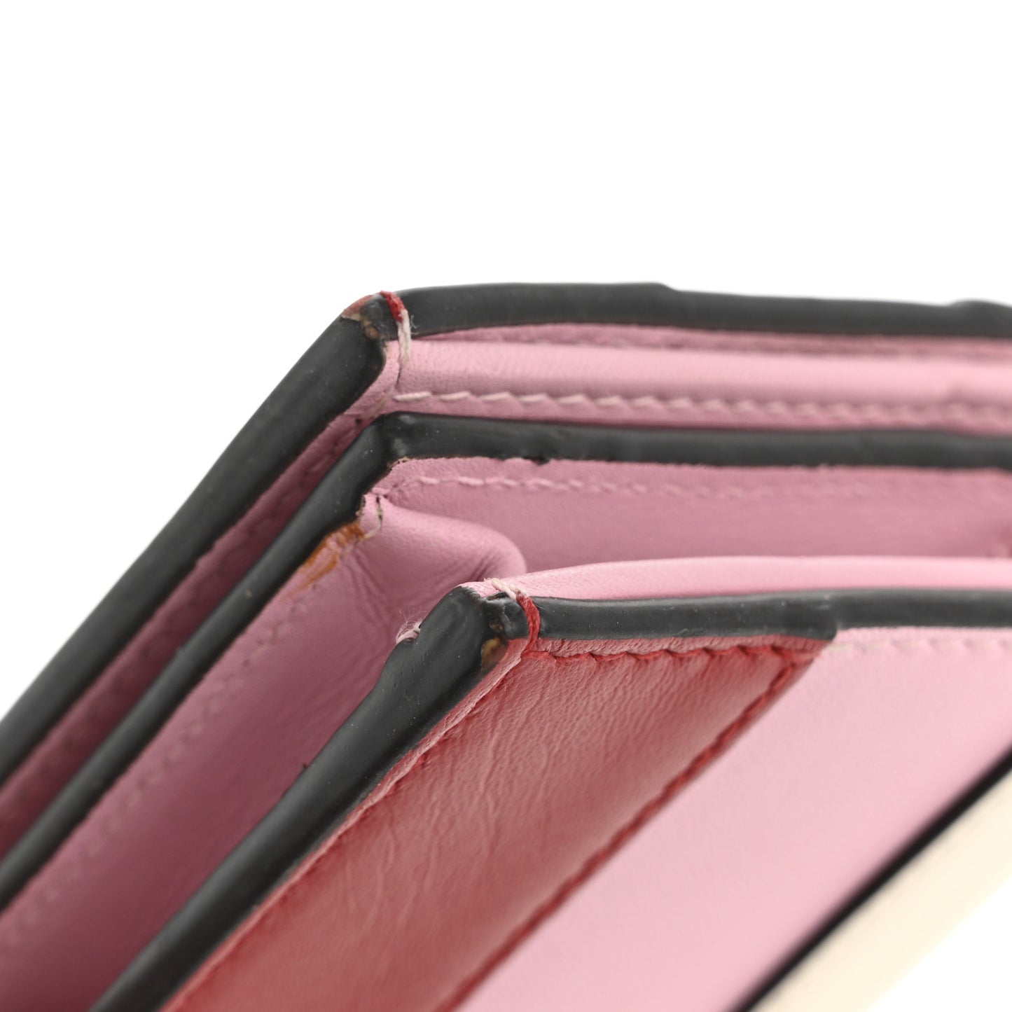 Calfskin Queen Margaret Card Case Wallet Sugar Pink Hibiscus Red Mystic White