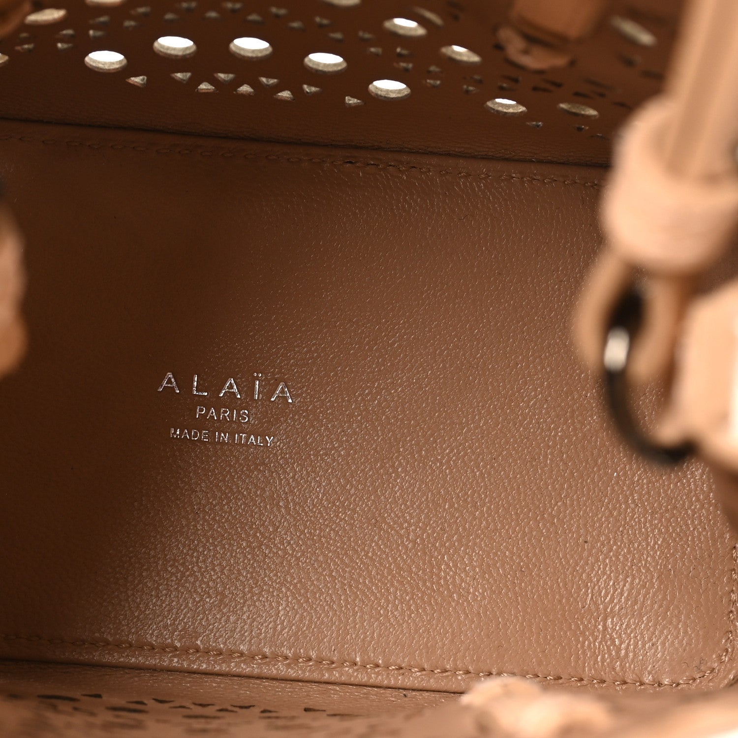 Alaia Lux Calfskin Vienne Wave Mina 16 Bag Peche 6 of 9