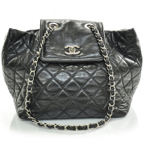 Lambskin Quilted Beijing Backpack Bag Black