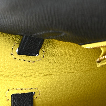 Hermes Epsom Horseshoe Kelly Sellier 25 Black Lime 7 of 11