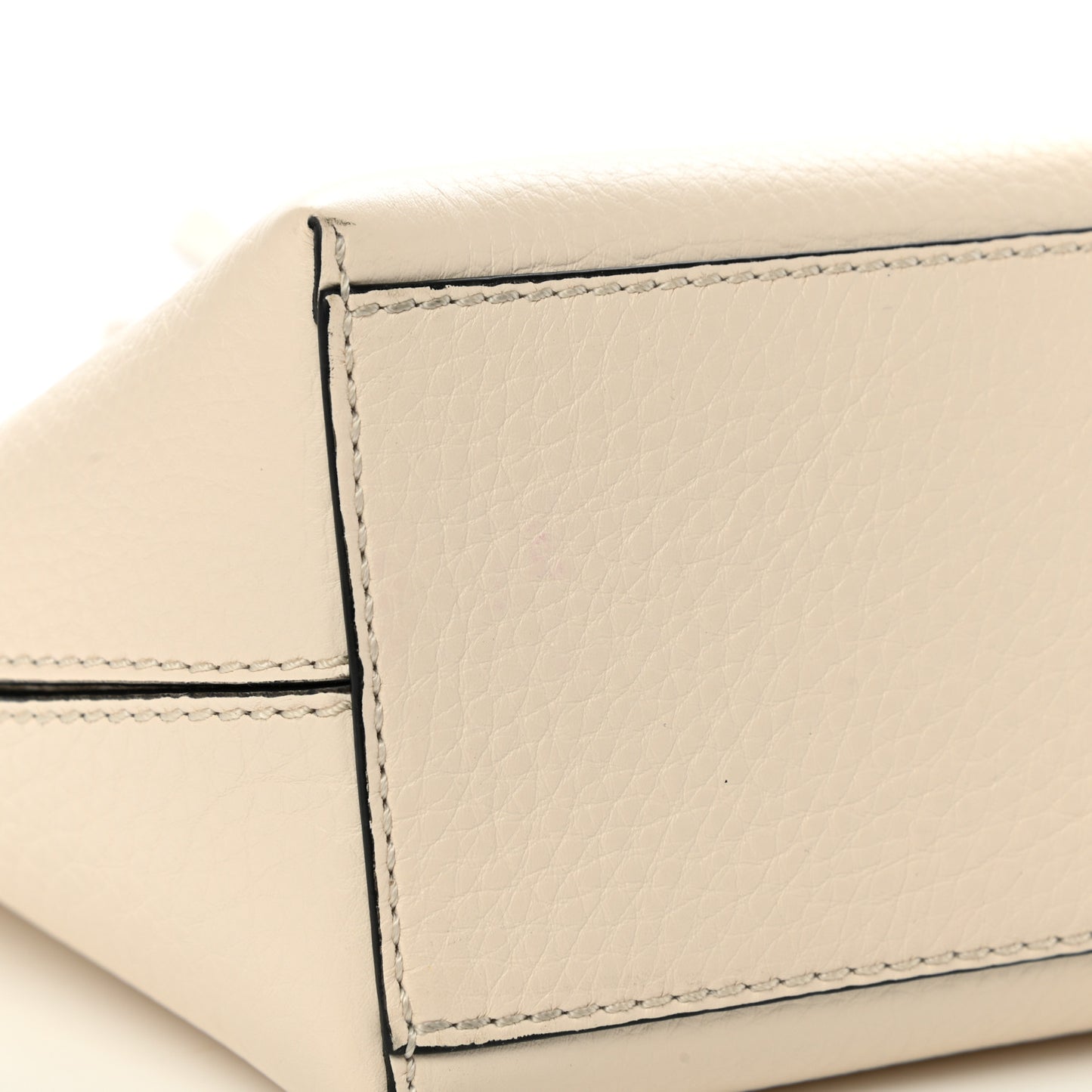 Grained Calfskin Small Rockstud Shoulder Tote Light Ivory